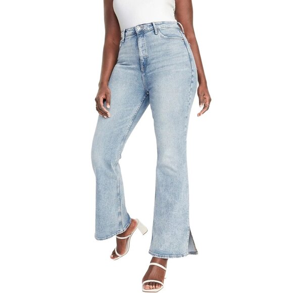 Old Navy Higher High Rise Flare Side Slit Secret Smooth Pockets Jeans Pants Rita - Picture 1 of 5